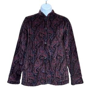 Two Potato Vtg Velvet Blazer Womens Size S Purple Vintage Paisley Tapestry Fairy